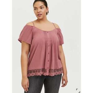 NEW Torrid SEXY Strap Cold Shoulder Lace Trim TOP